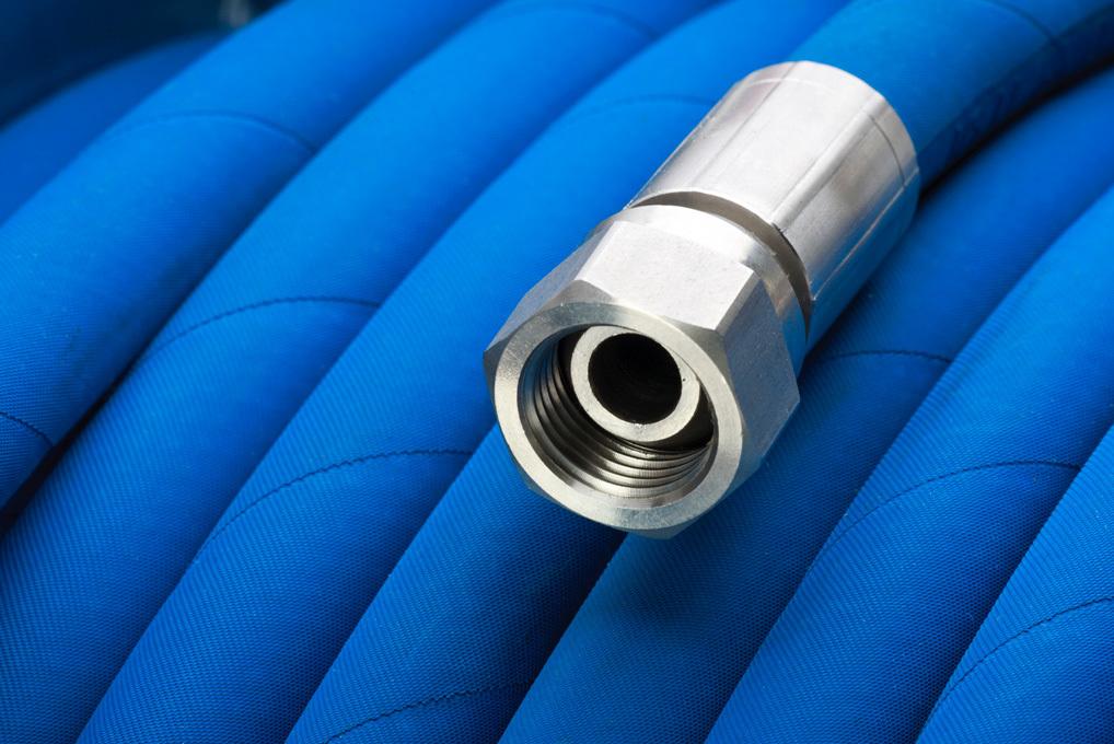 Blue high-pressure cleaning hose